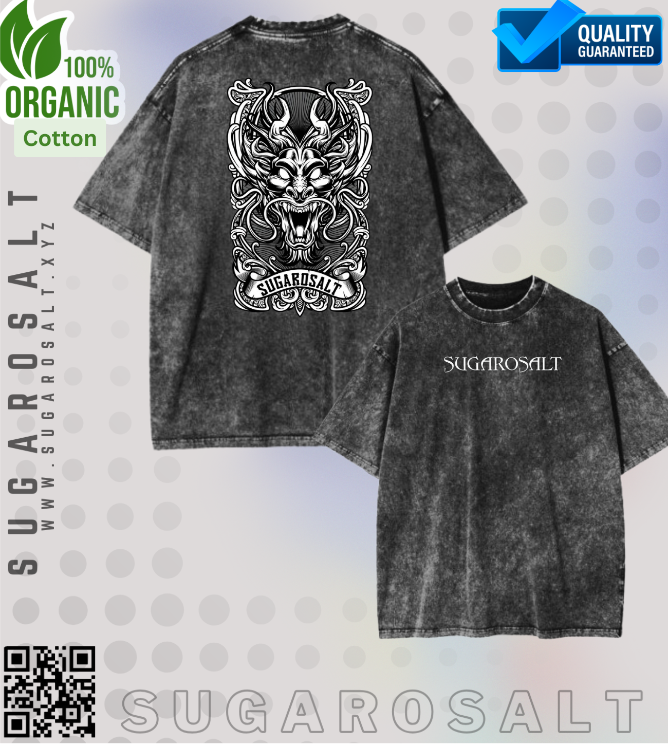 Acid Wash Men’s Drop Shoulder T Shirt -Dragon